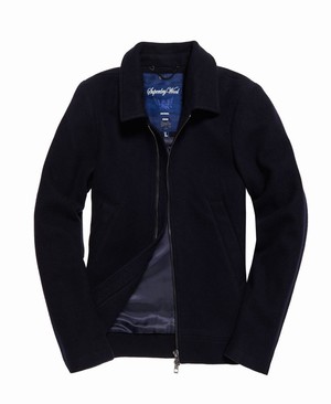 Superdry Nordic Wool Harrington Férfi Kabát Sötétkék | CMGKL6238